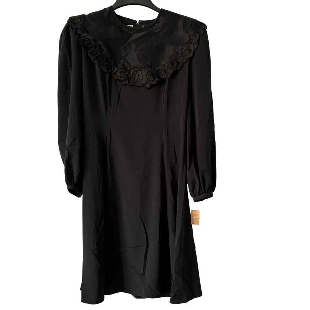 Nilani Vintage Black Dress Goth Witchy Victorian NOS  Size 8 Padded Sholuders